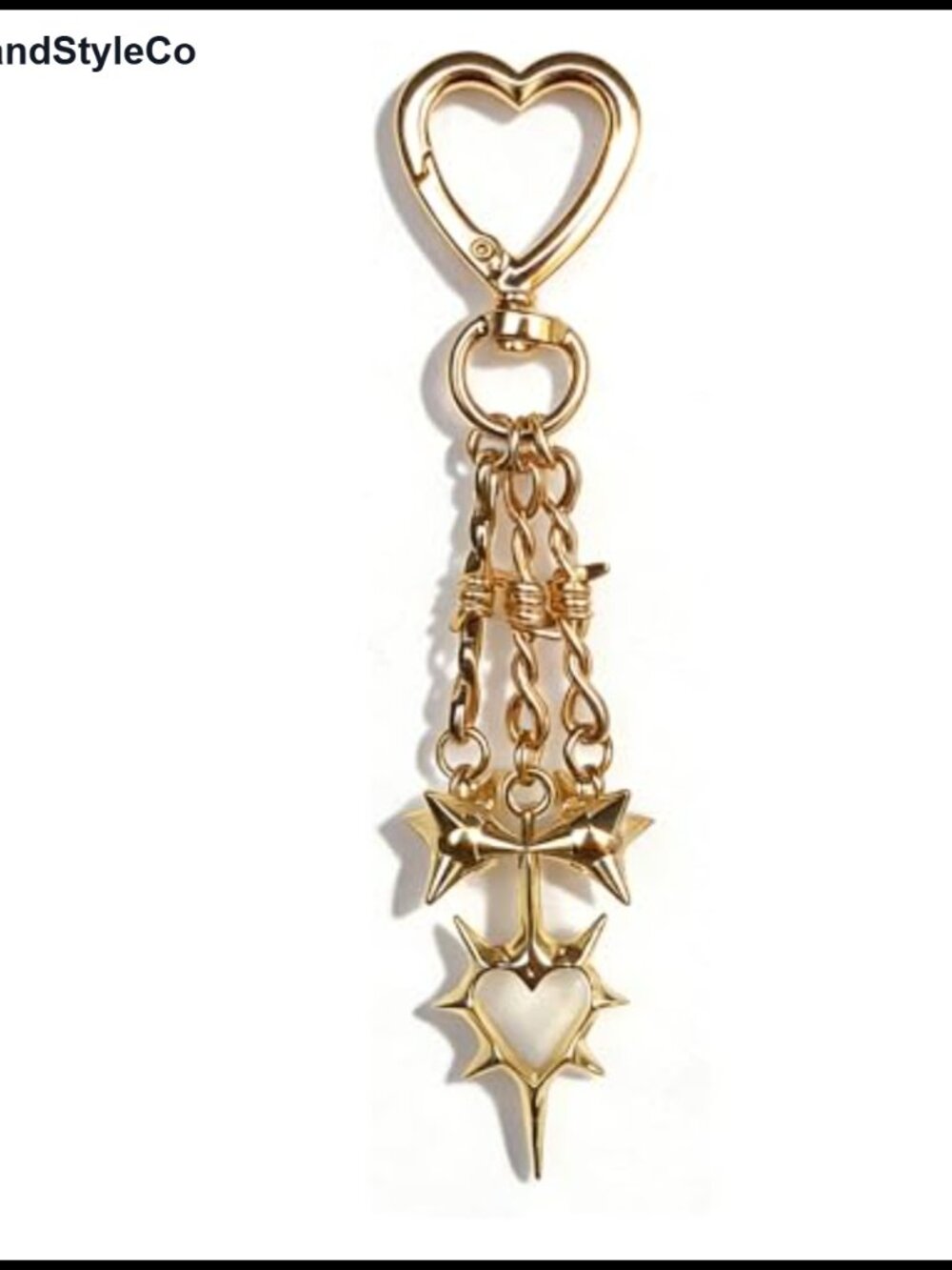 Gothic Punk Spiked Heart Keychain Flail Pendant Thorn Chain Zinc Alloy Keyring